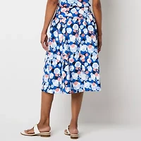 Liz Claiborne Womens Mid Rise Midi A-Line Skirt