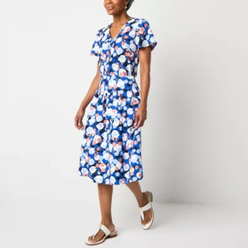 Liz Claiborne Womens Mid Rise Midi A-Line Skirt