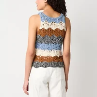 a.n.a Womens Crew Neck Crochet Pullover Sweater