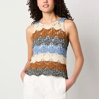 a.n.a Womens Crew Neck Crochet Pullover Sweater