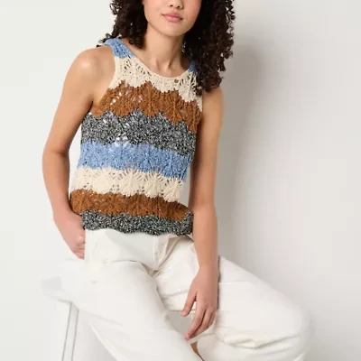 a.n.a Womens Crew Neck Crochet Pullover Sweater