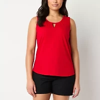 St. John's Bay Womens Keyhole Neck Sleeveless Tank Top