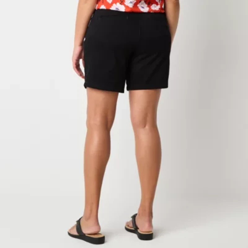 St. John's Bay Womens 7" Mid Rise Chino Short