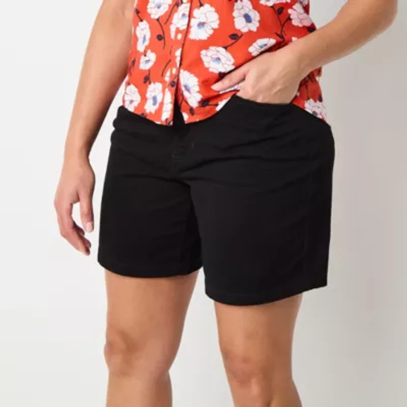 St. John's Bay Womens 7" Mid Rise Chino Short