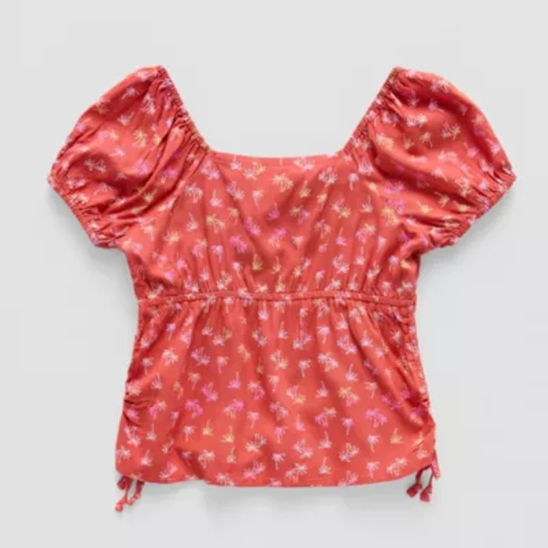 Thereabouts Little & Big Kid Girls Square Neck Short Sleeve Blouse