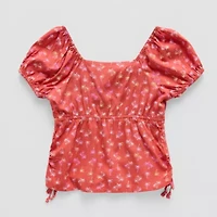 Thereabouts Little & Big Kid Girls Square Neck Short Sleeve Blouse
