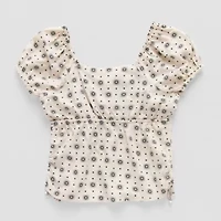 Thereabouts Little & Big Kid Girls Square Neck Short Sleeve Blouse