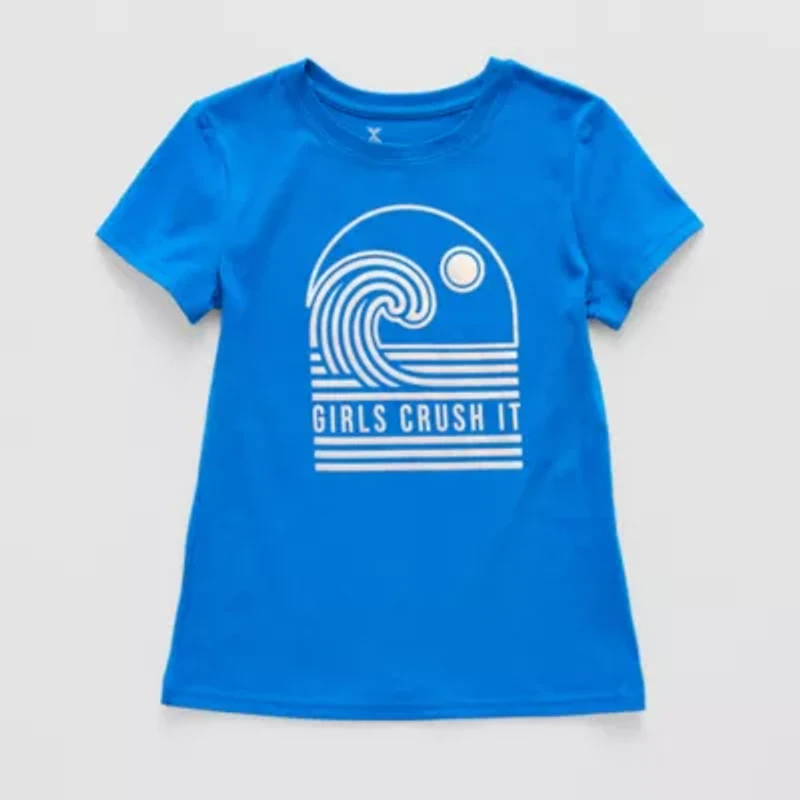 Xersion Little & Big Kid Girls Crew Neck Short Sleeve Regular Fit Graphic T-Shirt