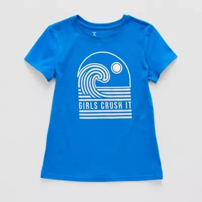 Xersion Little & Big Kid Girls Crew Neck Short Sleeve Regular Fit Graphic T-Shirt