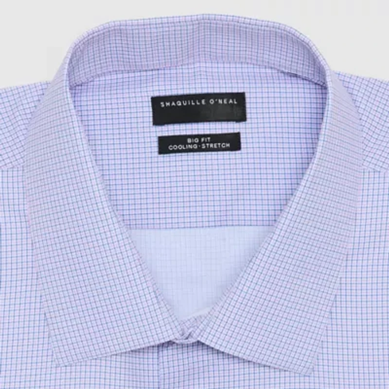 Shaquille O'Neal XLG Mens Big & Tall Regular Fit Stretch Fabric Long Sleeve Pattern Dress Shirt