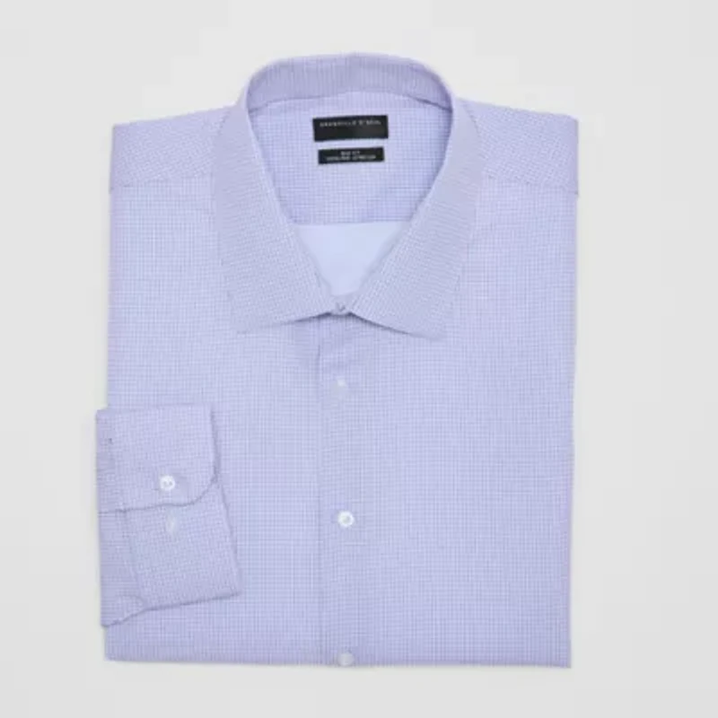 Shaquille O'Neal XLG Mens Big & Tall Regular Fit Stretch Fabric Long Sleeve Pattern Dress Shirt