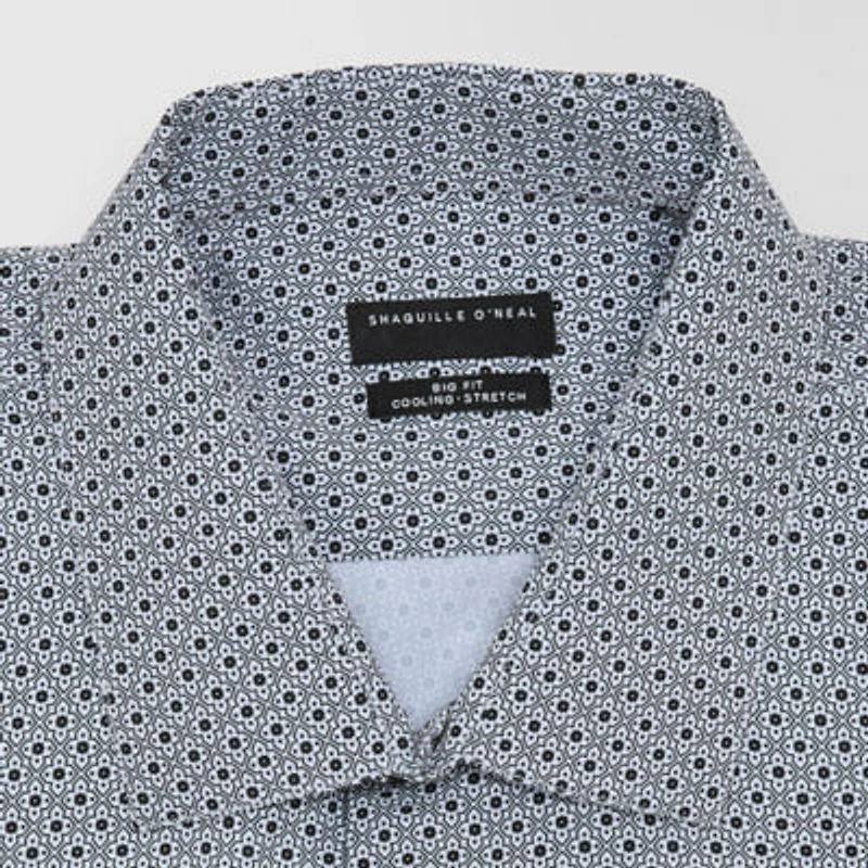 Shaquille O'Neal XLG Mens Big & Tall Regular Fit Stretch Fabric Long Sleeve Pattern Dress Shirt