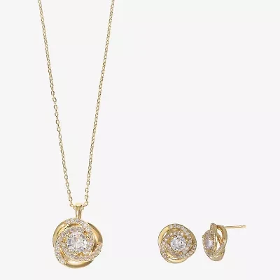 Sparkle Allure Light Up Box Love Womens Cubic Zirconia 14K Gold Over Brass Knot 2-pc. Jewelry Set