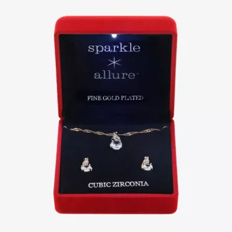 Sparkle Allure Light Up Box Womens Cubic Zirconia 14K Gold Over Brass Infinity 2-pc. Jewelry Set