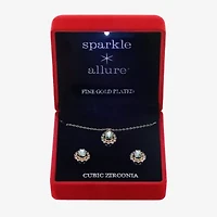 Sparkle Allure Light Up Box Halo Womens Green Cubic Zirconia 14K Gold Over Brass Pear 2-pc. Jewelry Set