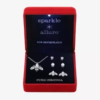 Sparkle Allure Light Up Box Bee Womens Cubic Zirconia Pure Silver Over Brass 4-pc. Jewelry Set