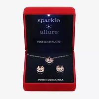 Sparkle Allure Light Up Box Womens Champagne Cubic Zirconia 14K Gold Over Brass Square 2-pc. Jewelry Set