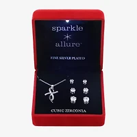 Sparkle Allure Light Up Box Womens Cubic Zirconia Pure Silver Over Brass Cross 4-pc. Jewelry Set