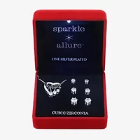 Sparkle Allure Light Up Box Mom Womens Cubic Zirconia Pure Silver Over Brass Heart 4-pc. Jewelry Set