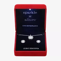 Sparkle Allure Light Up Box Halo Womens Opal Pure Silver Over Brass Square 2-pc. Jewelry Set