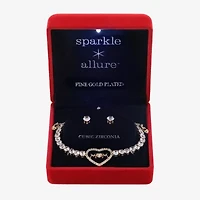 Sparkle Allure Light Up Box Mom Womens Cubic Zirconia 14K Gold Over Brass Heart 2-pc. Jewelry Set