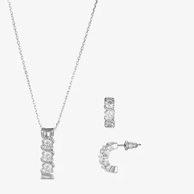 Sparkle Allure Light Up Box Womens Cubic Zirconia Pure Silver Over Brass Round 2-pc. Jewelry Set