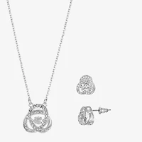 Sparkle Allure Light Up Box Womens Cubic Zirconia Pure Silver Over Brass Knot 2-pc. Jewelry Set