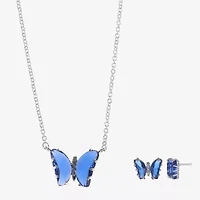Sparkle Allure Light Up Box Womens Cubic Zirconia Pure Silver Over Brass Butterfly 2-pc. Jewelry Set
