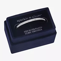 Sparkle Allure Pave Womens Cubic Zirconia Pure Silver Over Brass Round Bangle Bracelet