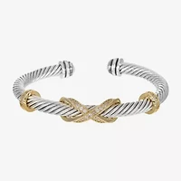 Sparkle Allure Rope Twist Womens Cubic Zirconia 14K Gold Over Brass Pure Silver Over Brass Infinity Bangle Bracelet