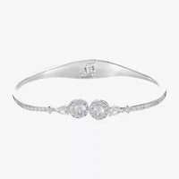 Sparkle Allure Cuff Womens Cubic Zirconia Pure Silver Over Brass Round Bangle Bracelet