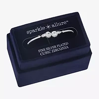 Sparkle Allure Cuff Womens Cubic Zirconia Pure Silver Over Brass Round Bangle Bracelet