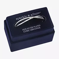 Sparkle Allure Crossover Womens Cubic Zirconia Pure Silver Over Brass Round Bangle Bracelet