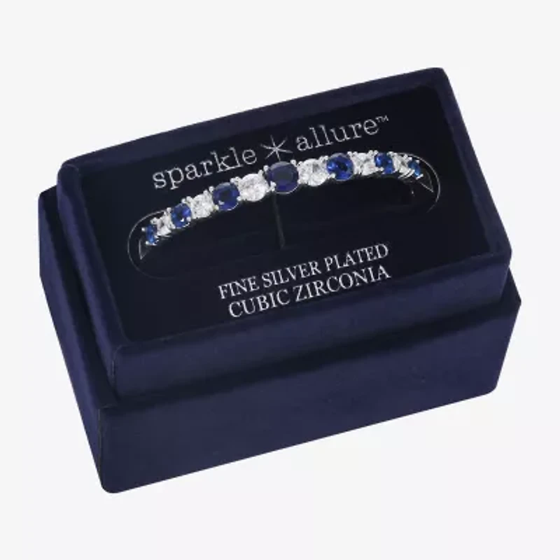 Sparkle Allure Graduated Womens Cubic Zirconia Pure Silver Over Brass Round Bangle Bracelet