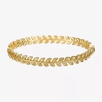 Sparkle Allure Polished Leaf Womens 14K Gold Over Brass Bangle Bracelet