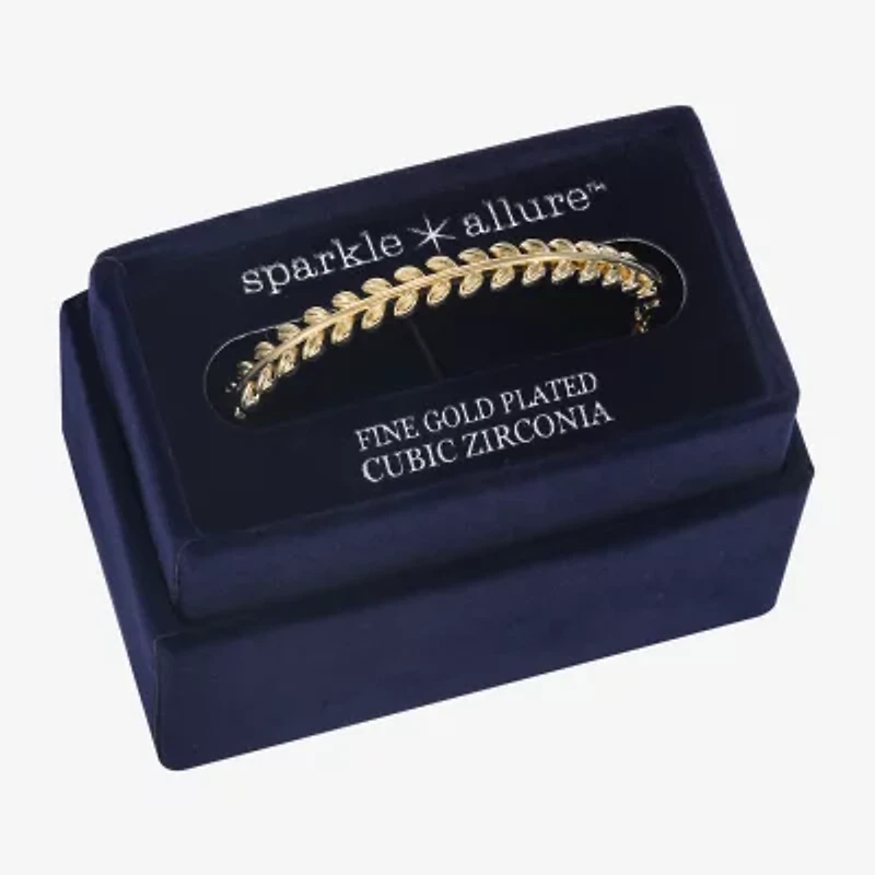 Sparkle Allure Polished Leaf Womens 14K Gold Over Brass Bangle Bracelet