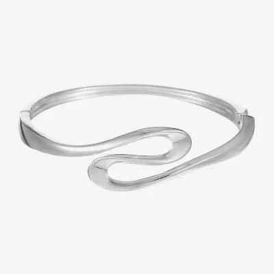 Sparkle Allure Squiggle Womens Pure Silver Over Brass Bangle Bracelet