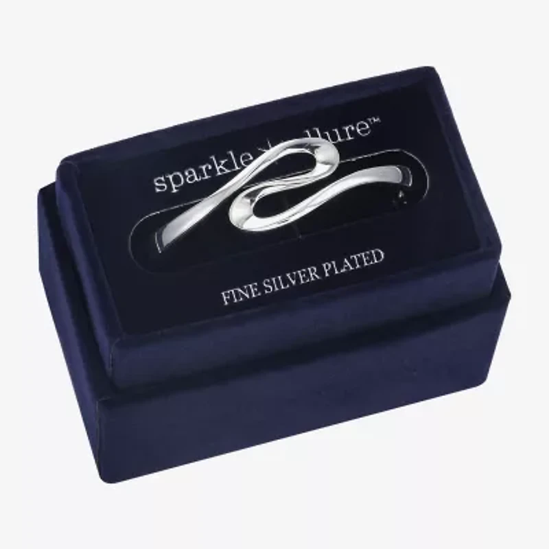 Sparkle Allure Squiggle Womens Pure Silver Over Brass Bangle Bracelet