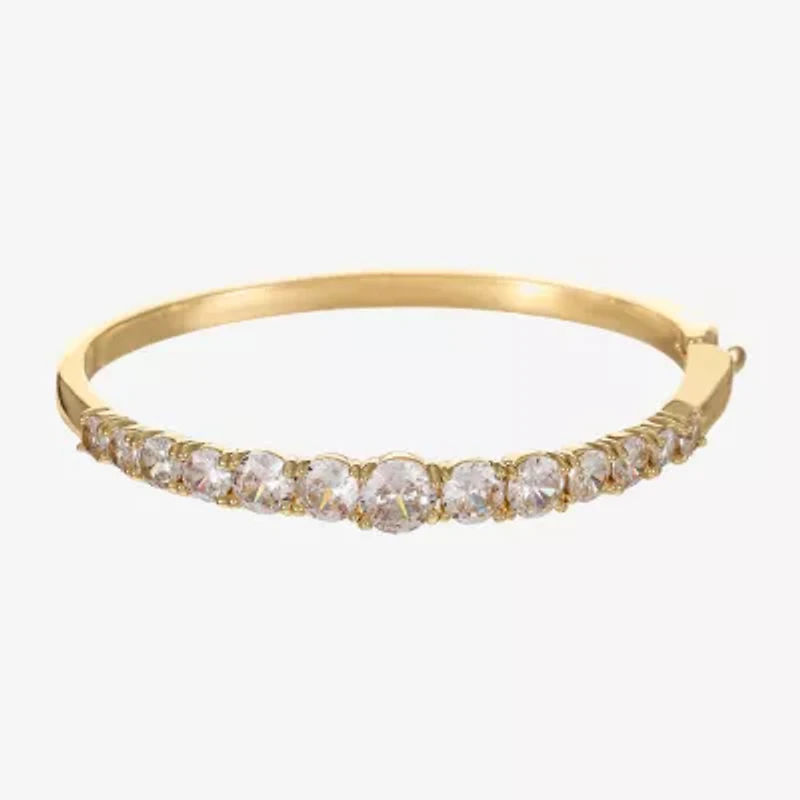 Sparkle Allure Graduated Womens Cubic Zirconia 14K Gold Over Brass Round Bangle Bracelet