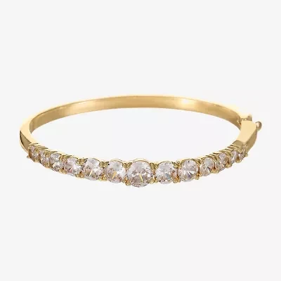 Sparkle Allure Graduated Womens Cubic Zirconia 14K Gold Over Brass Round Bangle Bracelet