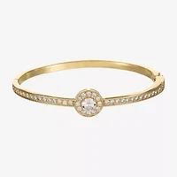 Sparkle Allure Halo Womens Cubic Zirconia 14K Gold Over Brass Round Bangle Bracelet