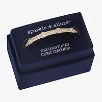 Sparkle Allure Hexagon Womens Cubic Zirconia 14K Gold Over Brass Round Bangle Bracelet