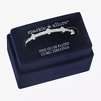 Sparkle Allure Clover Womens Cubic Zirconia Pure Silver Over Brass Clover Bangle Bracelet