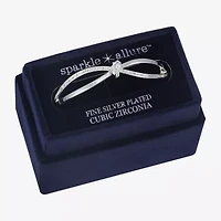 Sparkle Allure Womens Cubic Zirconia Pure Silver Over Brass Knot Bangle Bracelet
