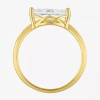 Womens Lab Created White Sapphire 14K Gold Over Silver Marquise Solitaire Cocktail Ring
