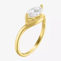 Womens Lab Created White Sapphire 14K Gold Over Silver Marquise Solitaire Cocktail Ring
