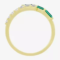 Womens Lab Created Green Emerald 14K Gold Over Silver Bypass  Cocktail Ring