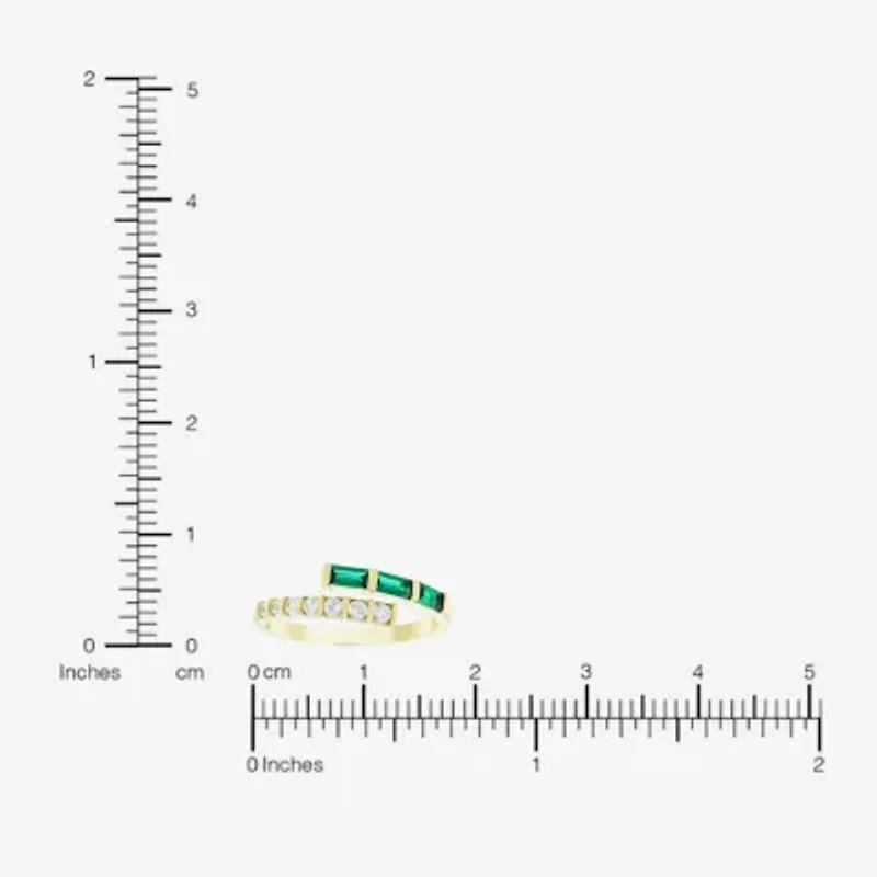 Womens Lab Created Green Emerald 14K Gold Over Silver Bypass  Cocktail Ring