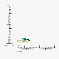 Womens Lab Created Green Emerald 14K Gold Over Silver Bypass  Cocktail Ring
