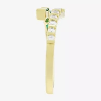 Womens Lab Created Green Emerald 14K Gold Over Silver Bypass  Cocktail Ring